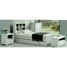 Zac Bookcase Bed - Single - White Brush