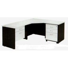 Logan Corner Workstation with Drawer Box and Mobile Pedestal
