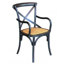 Cross Back Carver Chair - Antique Black