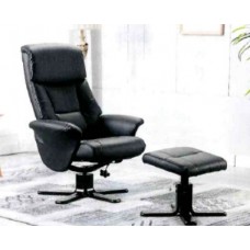 Calais Relax Chair with Ottoman - Black