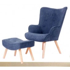 Jacob Reading Chair & Ottoman - Blue