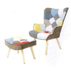 Jacob Reading Chair & Ottoman - Patchwork