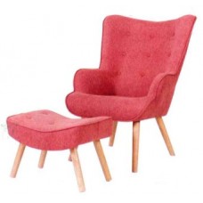 Jacob Reading Chair & Ottoman - Salmon