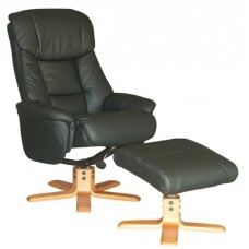 Picasso Leather Relax Chair with Ottoman - Black