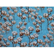 Seersucker Tablecloth - Cotton Bolls - Sky Blue - 140 x 230 cm