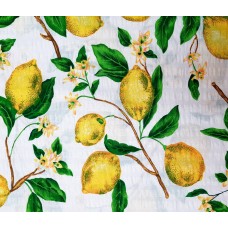 Seersucker Tablecloth - Lemons - 165 cm Round