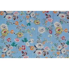 Seersucker Tablecloth - Sky Blue Floral - 140 cm Diameter