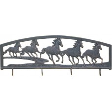 Cast Aluminum Wall Art/Coat Rack - Running Horses