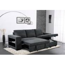 Anna Pullout Sofa Bed with Chaise - Dark Blue