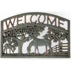 Cast Aluminum Welcome Sign - Horses
